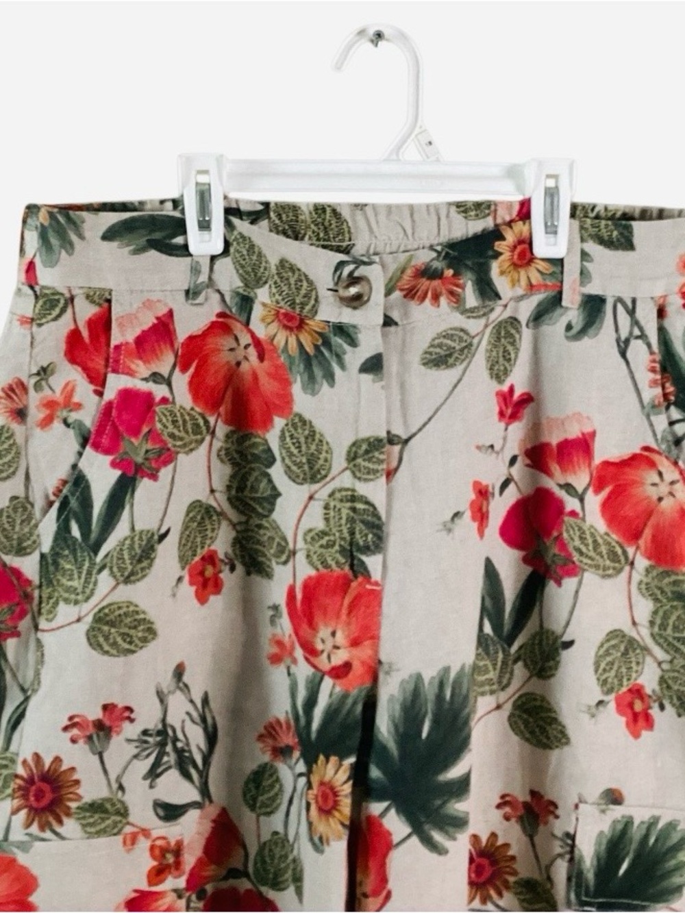 Chico’s 100% Linen Cargo Wide Leg Botanical Pants 14 - Picture 6 of 16